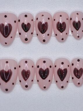 Large Short Almond Press On Nails Heart of the Shadow Court Handmade